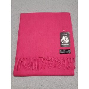 Woolmark Lambswool Scarf Womens 70"x10" Hot Pink 100% Pure New Wool Soft Fringe